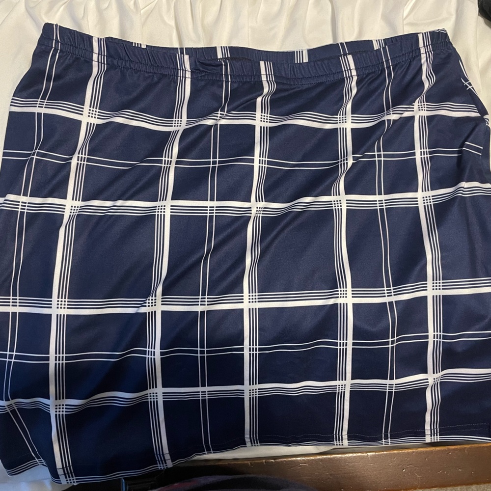 Blue Plaid Skirt Shein Size XL